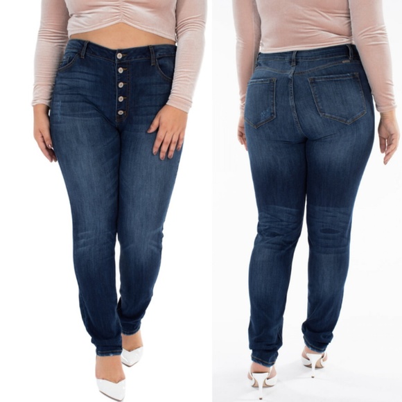 NWT KanCan Plus Size Alpine-Shannon Skinny Buttons - Picture 1 of 5